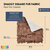 2-Pack 18x18-Inch Faux Fur Fabric Squares, Shaggy Brown Synthetic Fur Sheets for Crafting and Sewing Projects, Costumes for Pets and Dolls, Throw Pillow and Scatter Cushion Making Supplies