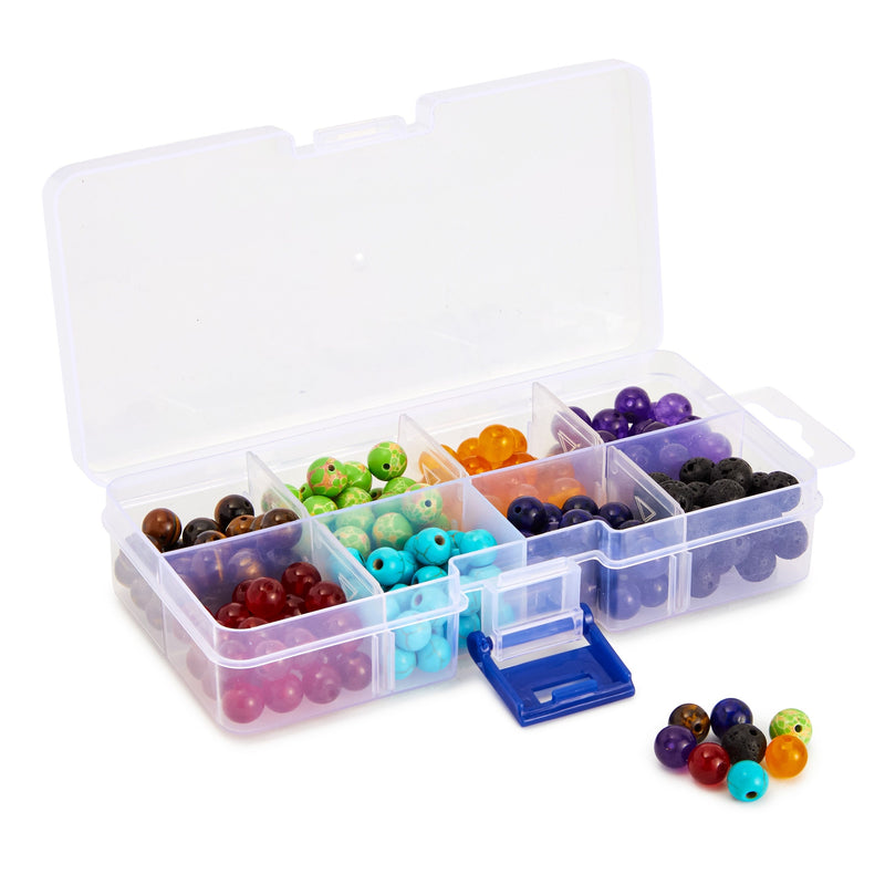 224 Pieces Chakra Beads for Jewelry Making, Bulk 8mm Lava Rock Stones with Storage Box, 8 Colors