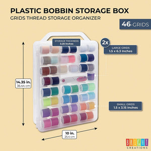 Clear Bobbins Case, Holds Up to 46 Sewing Thread Spools (14.35 x 10 x 3.25 in)