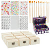 Unfinished Wood Box with Rhinestone Stickers and Paint Brushes (30 Piece Set)