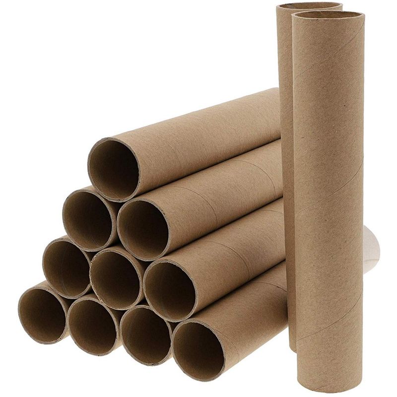 Brown Cardboard Tubes for Crafts, DIY Craft Paper Roll (1.75 x 10 In, 12 Pk)