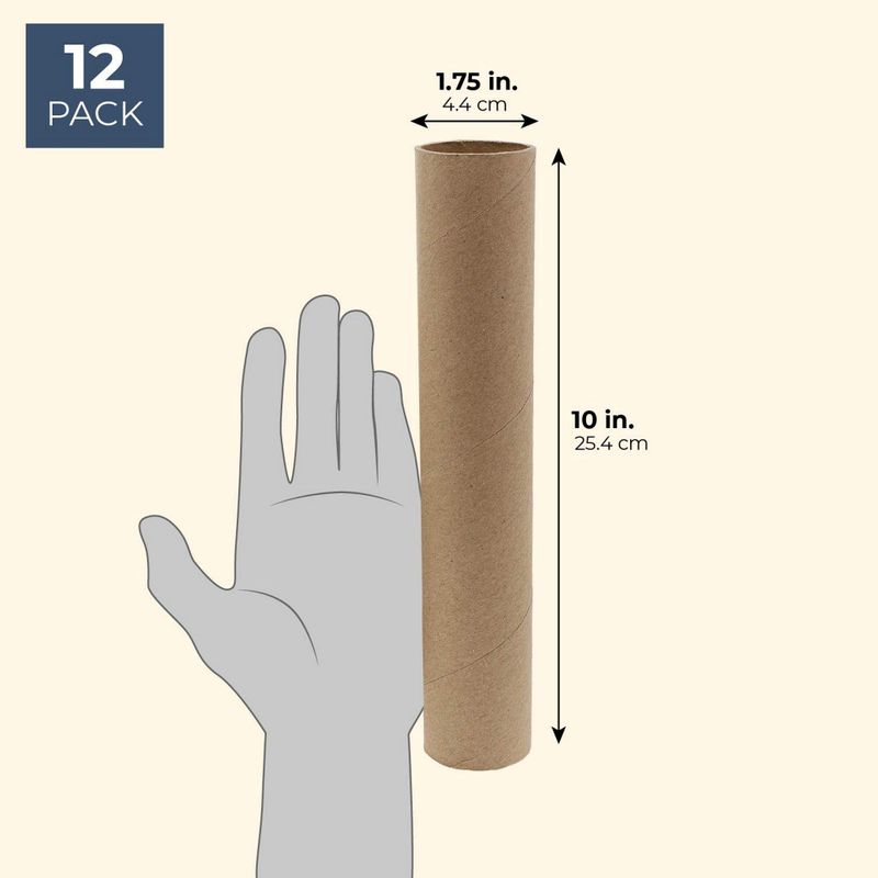 12 Pack Cardboard Tubes for Crafts, Brown Rolls for DIY Projects