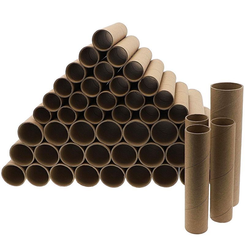 Bright Creations 50 Pack Brown Cardboard Paper Tube Rolls for Crafts, 2 Sizes