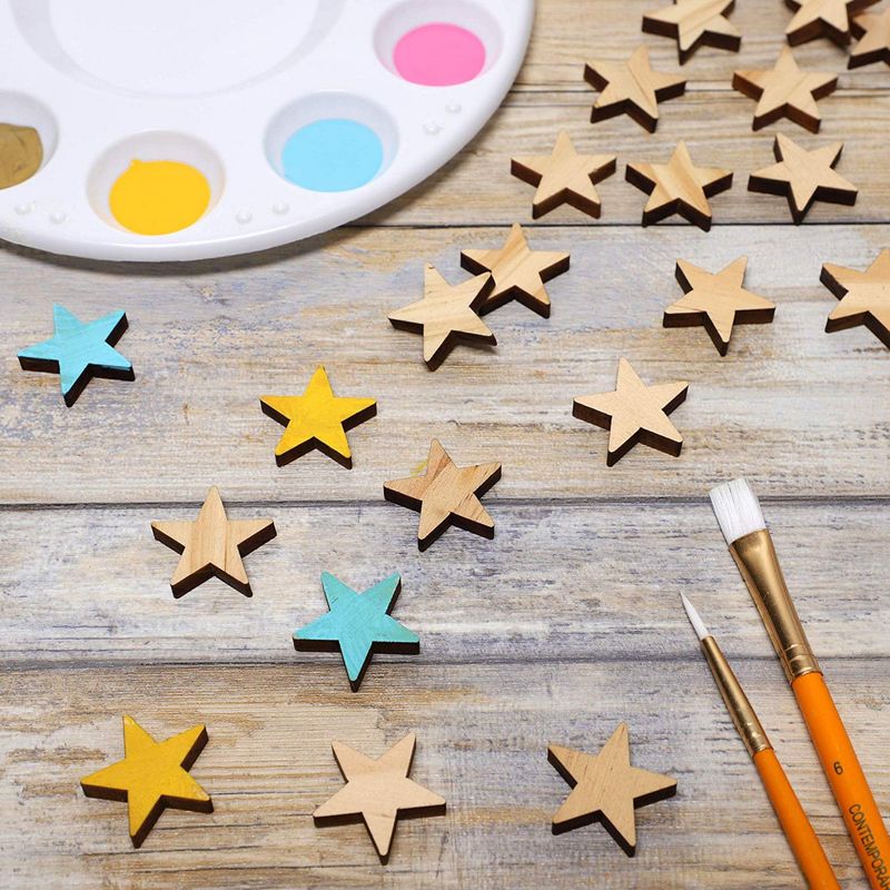 Bright Creations 100-Pack Unfinished Wood Star Cutout Pieces for DIY Crafts, 1 Inch