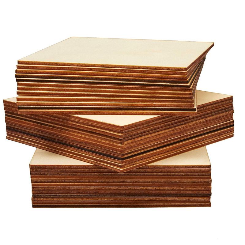 36 Pcs 4x4 Wooden Squares for Crafts, Rounded Corners Unfinished Wood Tiles