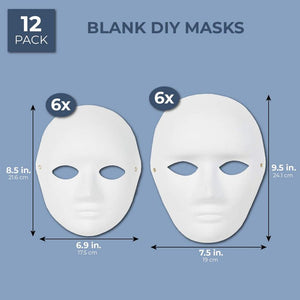  White Plain Masks,12 Pack DIY Full Face Masks Paper
