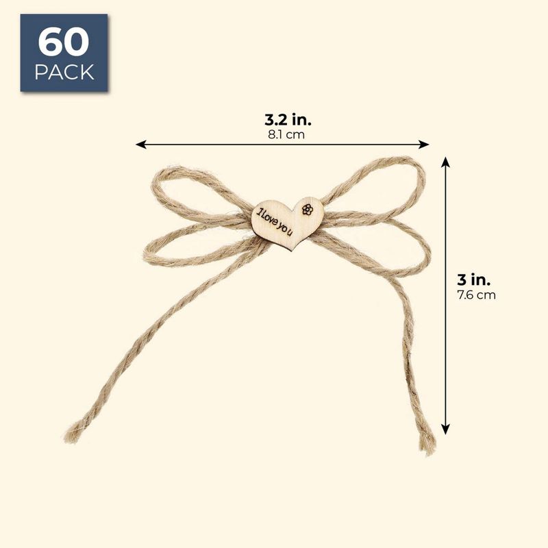 Bright Creations Mini Jute Burlap Twist Tie Craft Bows (60 Count)