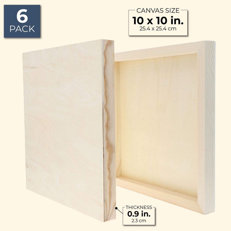 6 Pack Unfinished Wood Canvas Boards for Painting, 8x10 Wooden Panels for Crafts