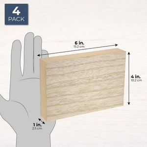 Unfinished Wood Rectangles for Crafts (6x4 In, 4 Pack)