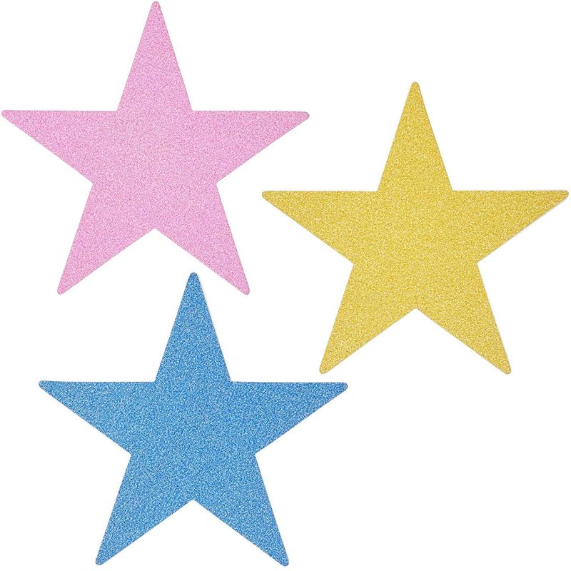 Glitter Star Cutouts for Bulletin Board, Crafts, Classrooms (6 Colors, 60 Pack)