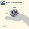 Rose Flower Heads, Artificial Flowers (Grey, 3 x 1.5 In, 100-Pack)
