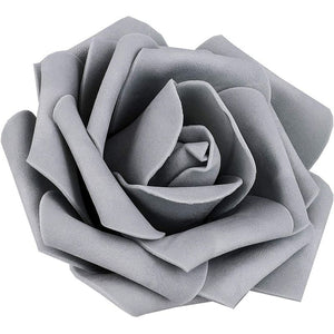 Rose Flower Heads, Artificial Flowers (Grey, 3 x 1.5 In, 100-Pack)