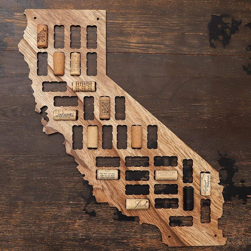 Wine Cork Holder, California Board Map Wall Decor (9.8 x 26 Inches)
