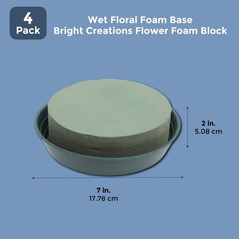 Round Foam Blocks for Flower Arranging (7 In, 4 Pack)