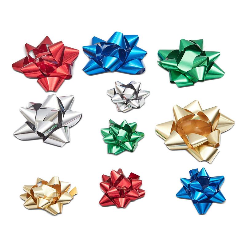 Matte Paper Gift Wrap Bows, Christmas and Birthday Giftwrap (5 Colors, 80-Pack)