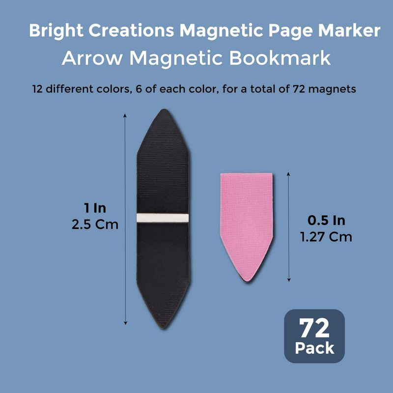 Magnetic Bookmarks, Page Marker Tabs Magnet (1 x 0.5 in, 72 Pack)