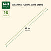 Bright Creations Floral Flower Wire Stems, Wrapped (140 Count) 16 Gauge, 16 Inch, Green