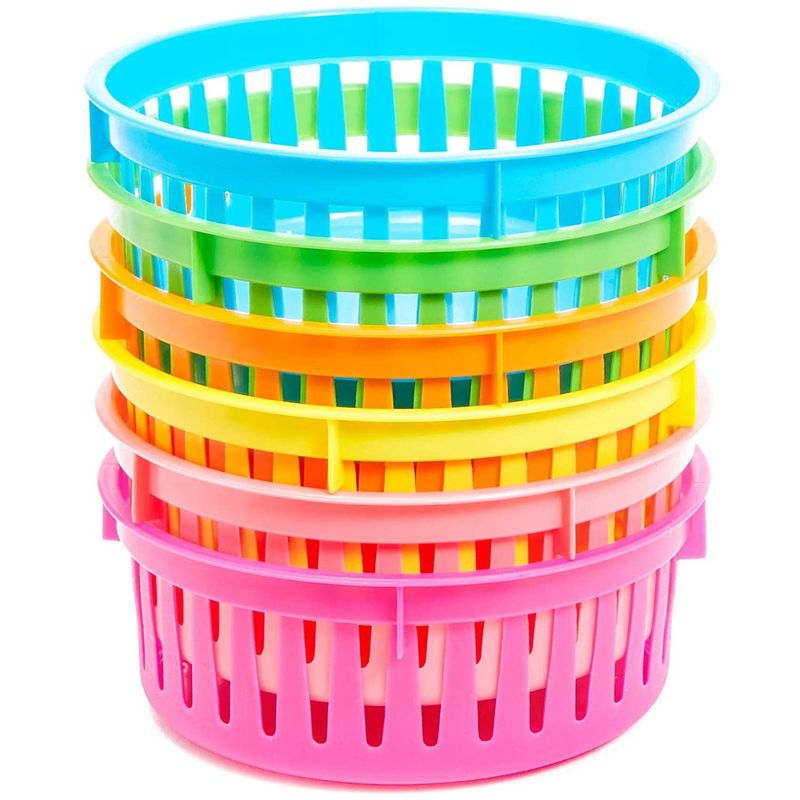 Round Plastic Storage Baskets for Classroom Organization (6.1 x 2.3 In, 12 Pack)
