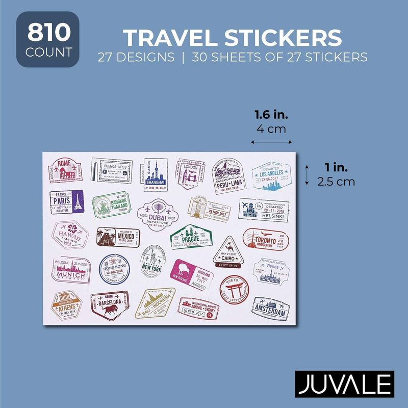 Bright Creations Travel Stickers, Decorative Stamps, Sealing