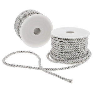 Twisted Cord Trim Rope, Silver (36 Yards, 2 Pack)