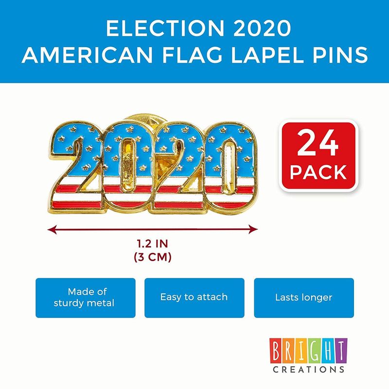 2020 Election Patriotic American Flag Lapel Pins (24 Pack)