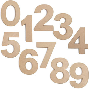 Paper Mache Numbers for DIY Crafts and Classrooms, 0-9 (6 x 4.4 In, 10 Pack)