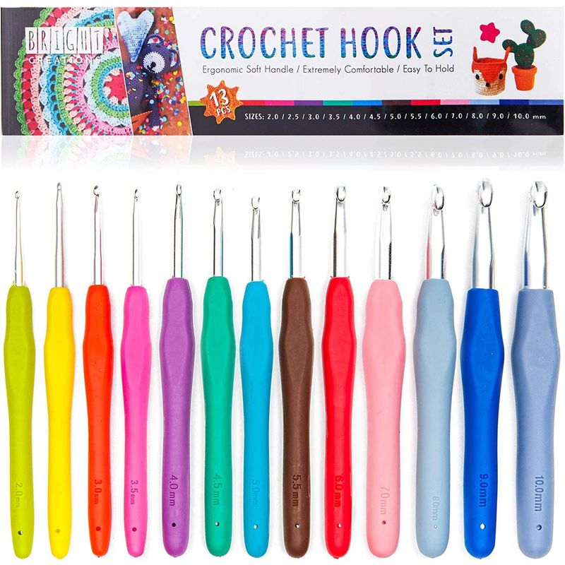 12 Pcs Multi-color Ergonomic Handle Crochet Hooks Set