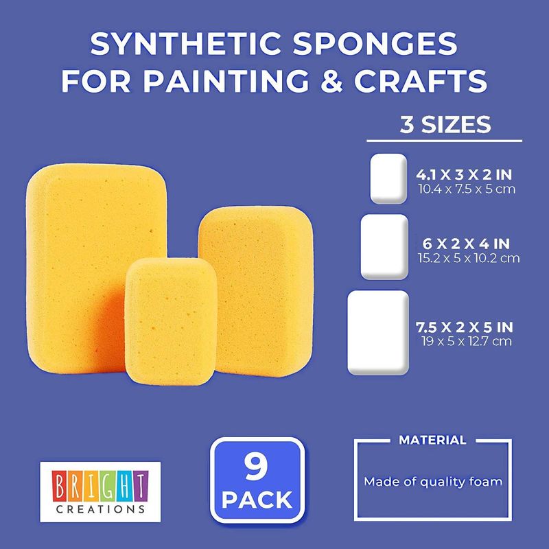 Synthetic Sponges for Painting & Crafts (3 Sizes, Light Orange, 9