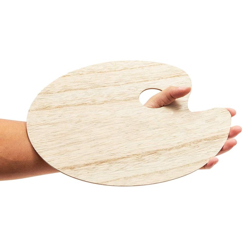Unfinished Wood Oval Painting Palette (12 x 8 In, 12 Pack)