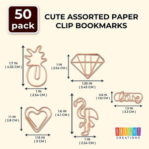 Bright Creations Cute Paper Clip Bookmarks (Rose Gold, 50 Pieces)