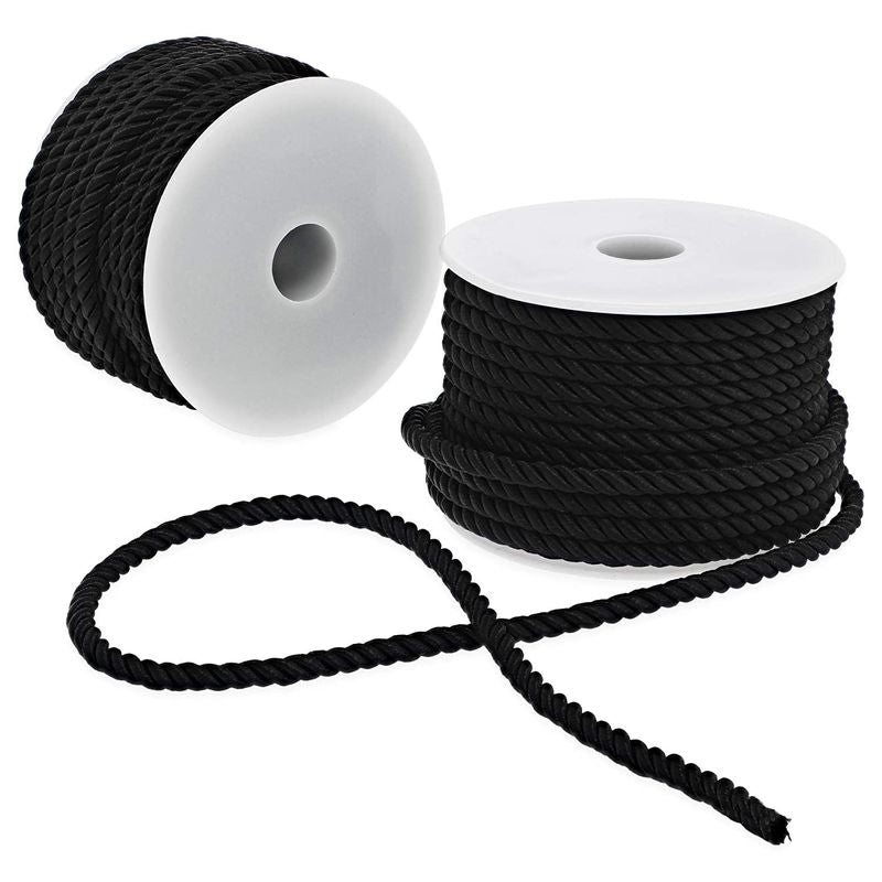 Black Craft Rope Cord, Twisted Trim String (36 Yards, 2 Pack) –  BrightCreationsOfficial