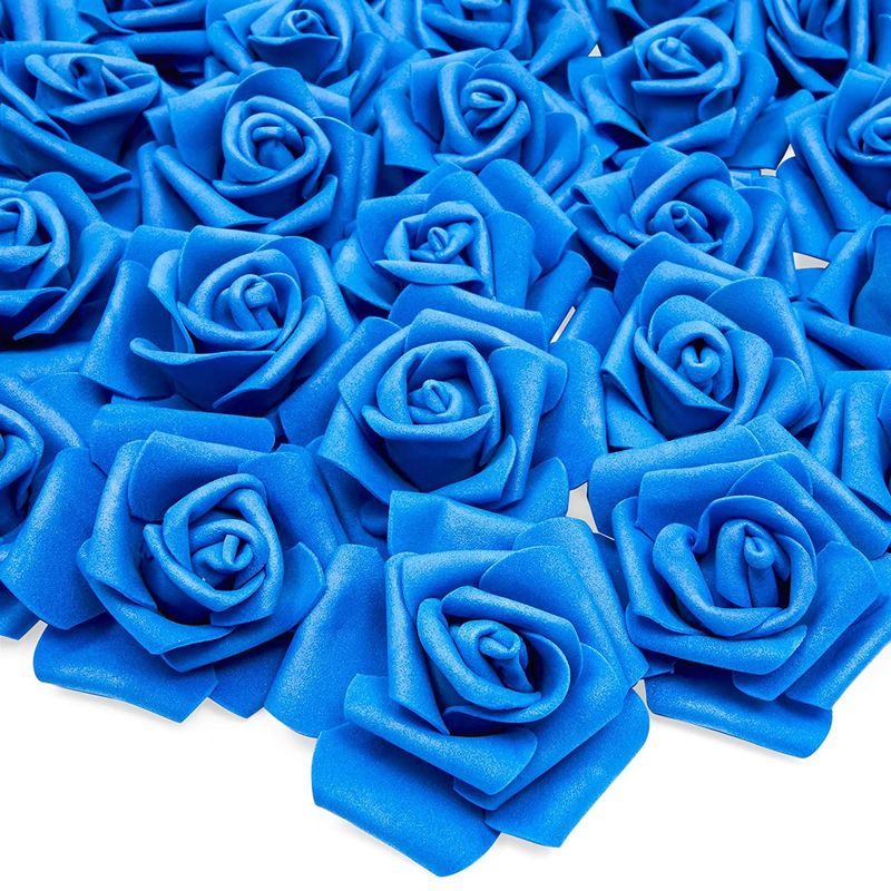 Bright Creations Artificial Roses Flowers Heads for Decorations (Navy Blue, 100 Pack)