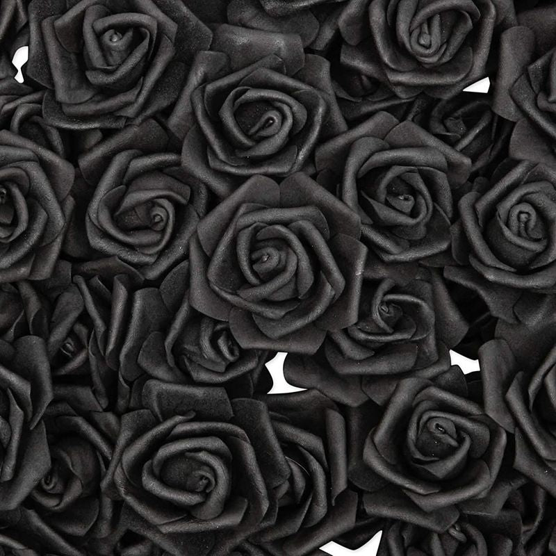 Bright Creations Artificial Rose Flower Heads (Black and White, 100 Pack)