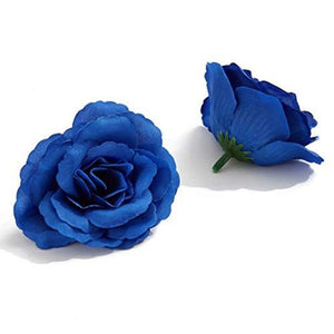 Bright Creations Artificial Silk Rose Flower Heads for Decorations (Dark Blue, 50 Pack)