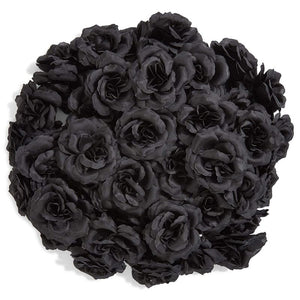 Bright Creations Artificial Silk Rose Flower Heads for Decorations (Black, 50 Pack)