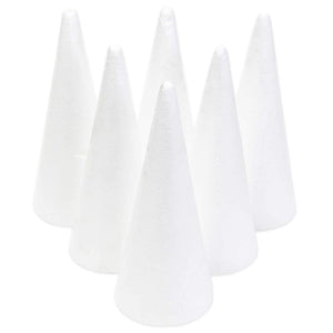 Foam Cones, Arts and Crafts Supplies (White, 3.8 x 9.5 in, 6-Pack)