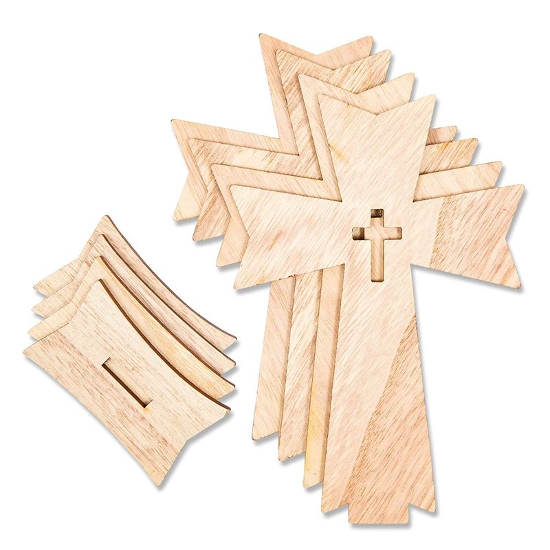 Bright Creations 12 Pack Wooden Crosses for Crafts, Unfinished Wood Crosses for Centerpieces, Decor (3 Sizes)