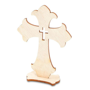 Bright Creations Wood Cross 12 Pack - Light Brown Standing Cross - 7 inches