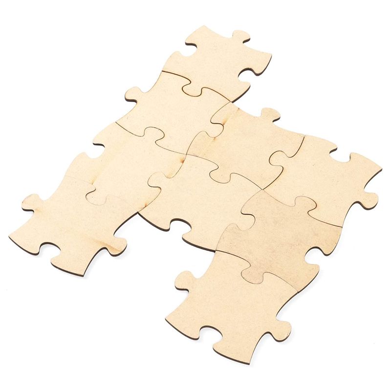 Unfinished Jumbo Wood Puzzle Pieces for Crafts (Natural Color, 50 Pack)