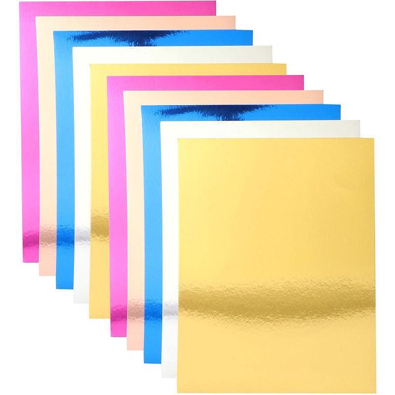 Bright Creations 8.5 x 11 Metallic Foil Paper Board Sheets for Arts and Crafts, 5 Assorted Colors, 100 Sheets