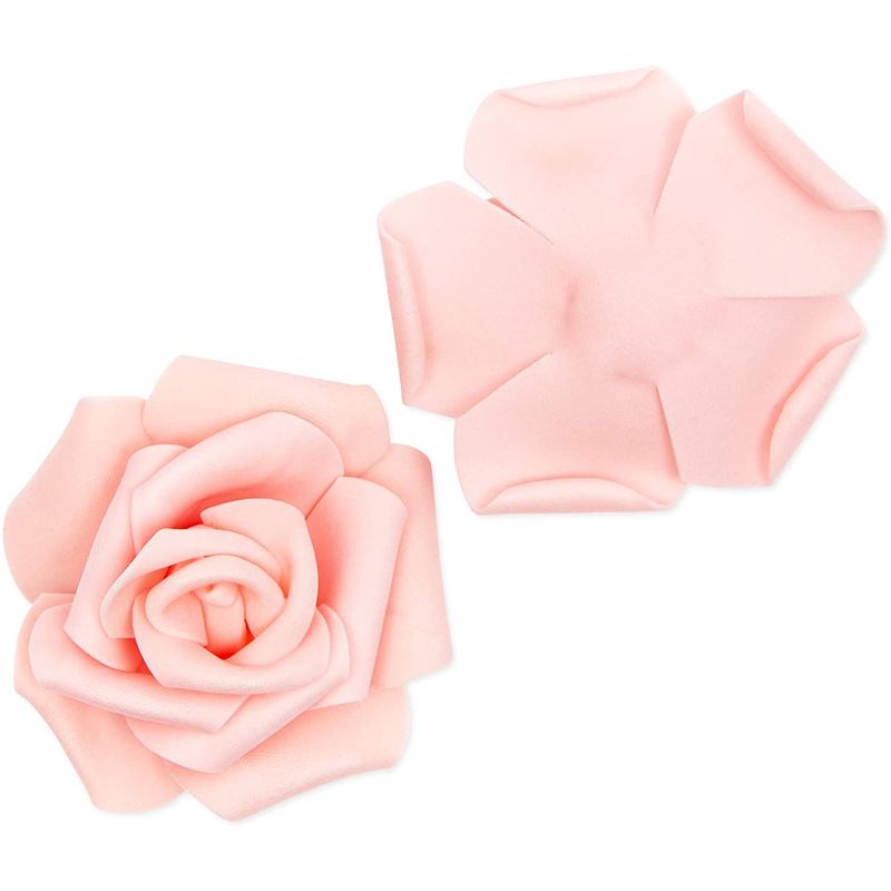 Artificial Rose Flower Heads (3 x 3 x 1.25 in, 4 Colors, 100 Pack)