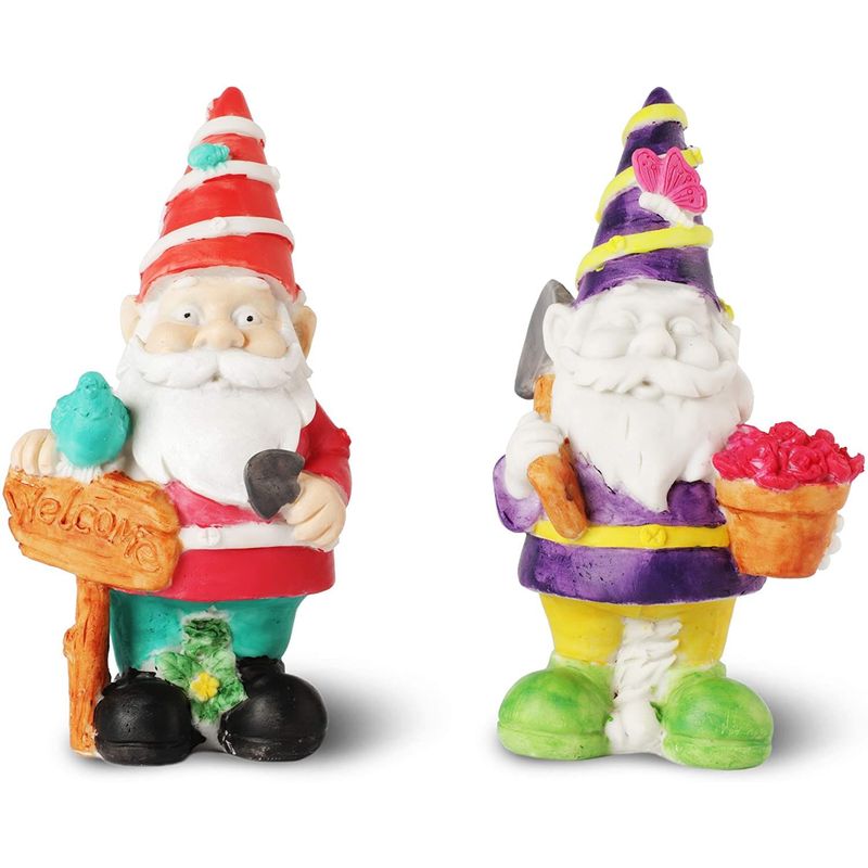 Bright Creations 2 Pack Ceramics to Paint - Paint Your Own Garden Gnome Statues, Blank Paintable Ceramics for Adults (5 in)