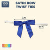 Dark Blue Satin Bow Twist Ties for Treat Bags (100 Pack)