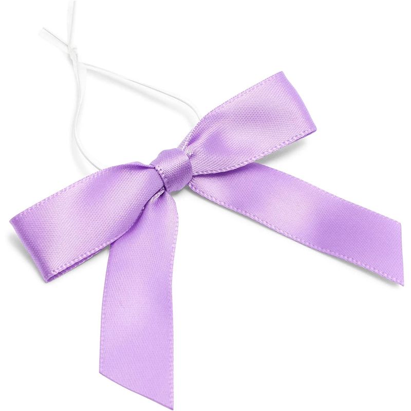 Satin Twist Tie Bows, Purple Bow (3 In, 100 Pack)