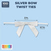 Silver Satin Bow Twist Ties for Treat Bags (100 Pack)