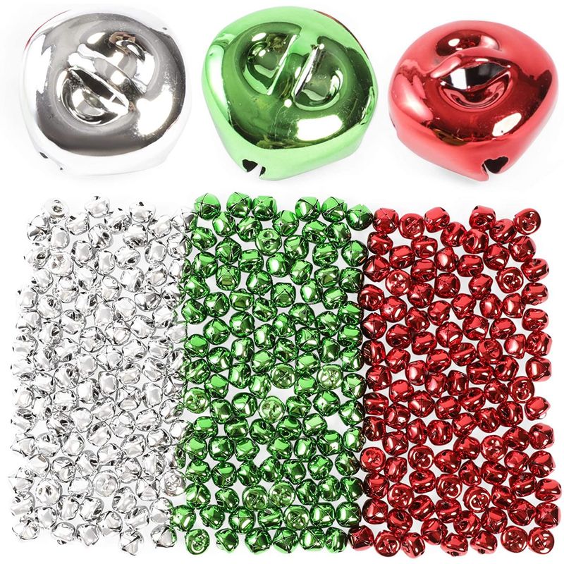 Mini Jingle Bells for Christmas and Crafts (3 Colors, 300 Pack