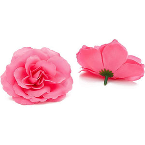 Silk Pink Rose Flower Heads for Decorations (3 in, 50 Pack)