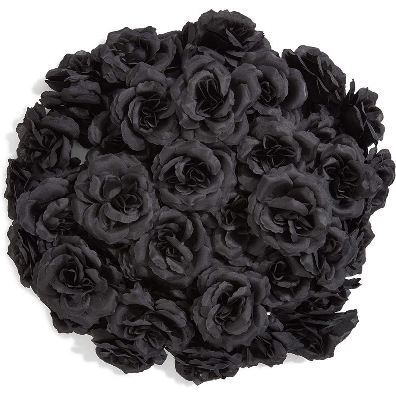 Bright Creations Artificial Rose Flower Heads for Decorations (Dark Purple, 50 Pack)