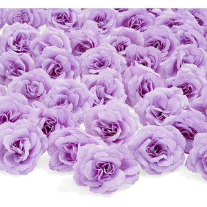 Bright Creations Artificial Rose Flower Heads for Decorations (Purple, 50 Pack)