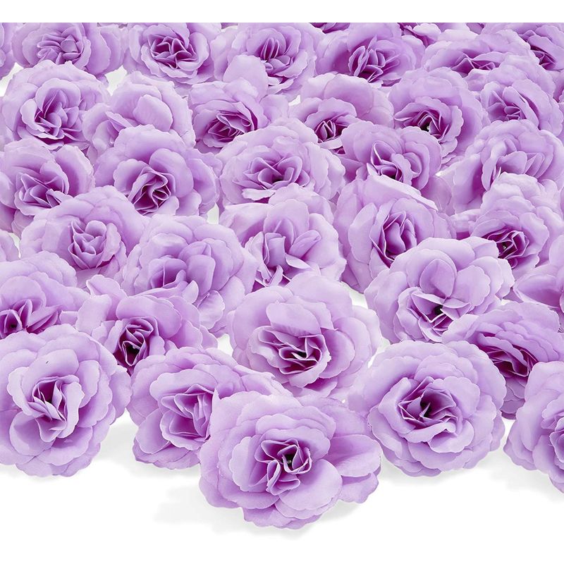 Bright Creations 75 Pack Mini Lavender Silk Artificial Flower Heads for Crafts, Decorations (2 in)